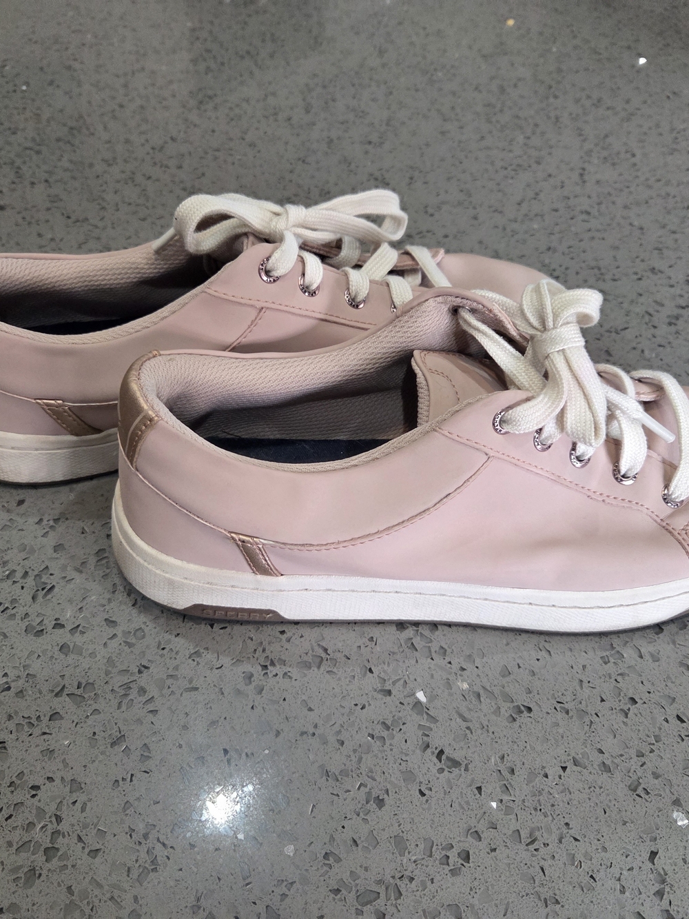 Sperry Blush Pink Low-Top Lace-Up Sneakers with Metallic Accents